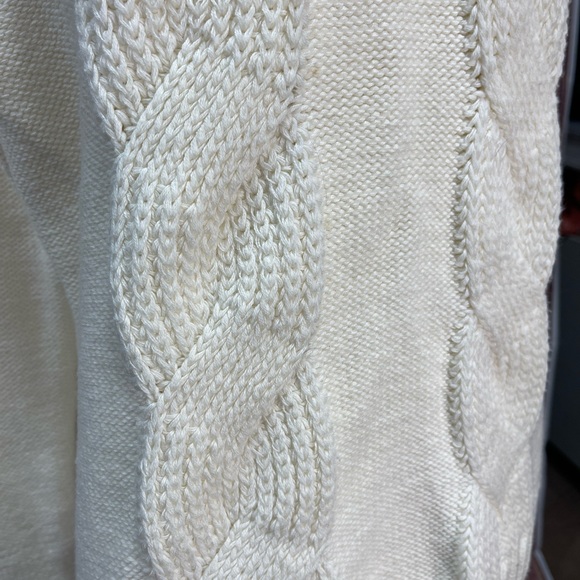 J. Crew Cotton blend Ivory crew neck Cable knit pullover sweater women’s size L - Picture 6 of 15